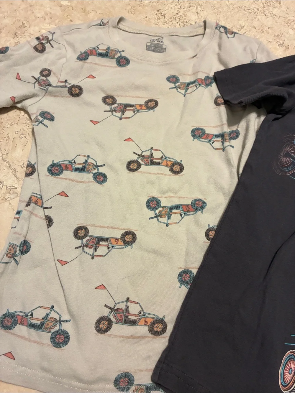 Carter's Boys Pajama Set - Dark Gray  and Tan with Dune Buggy Print